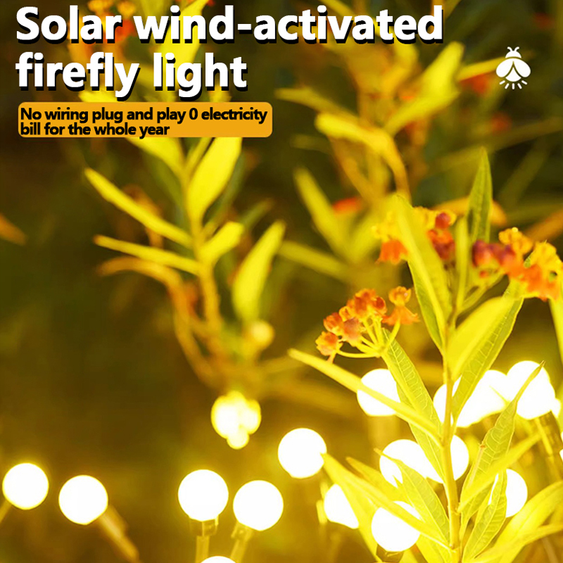 Solar firefly lights outdoor lawn floor night light patio landscape arrangement led firefly floor light