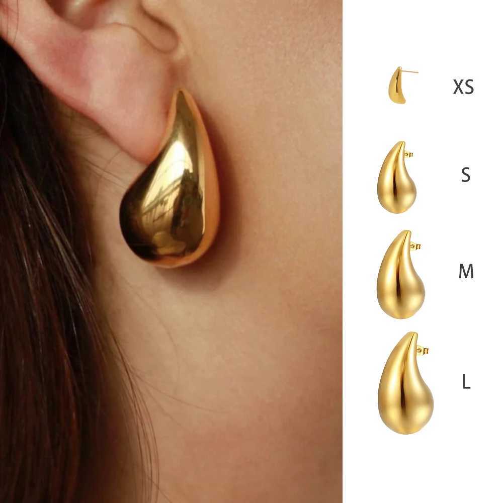 10-31mm 18K gold-plated stainless steel retro thick water droplet earrings used for womens statement wedding jewelry gifts W240923