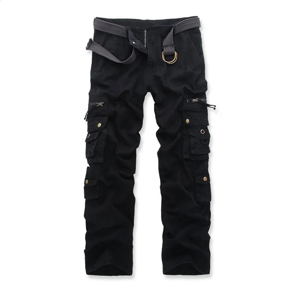 mens cargo pants casual multi pocket tactical straight cotton combat suit 240921w
