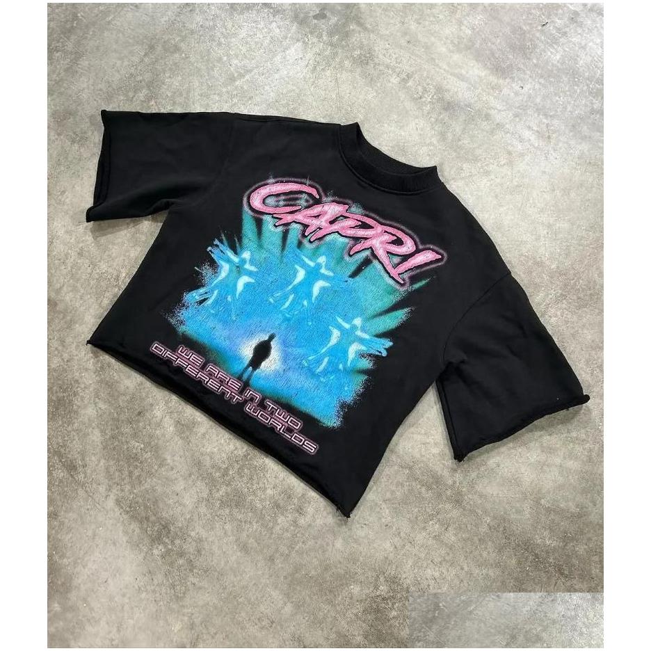 Mens T-Shirts T Shirts American Streetwear Y2K Top Haruku Print Oversized Graphic Shirt Gothic Cotton Couples Goth Grunge Women Clot Otcua