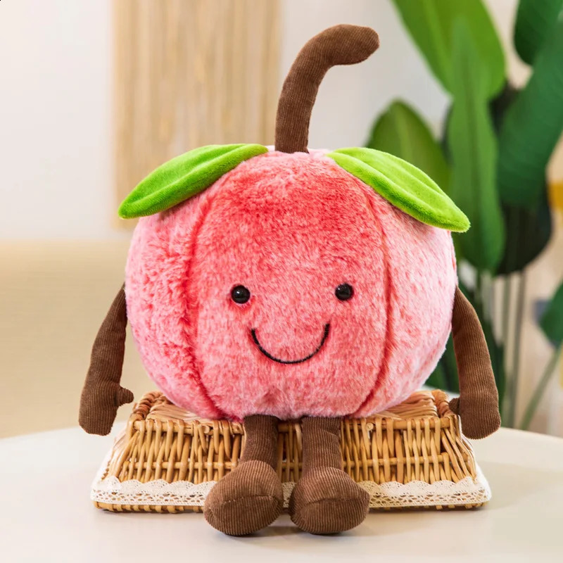 Jelly Cat Cartoon Watermelon Cherry Toy Simulation Expression Fruit Doll Bed Girl Holiday Gift 240904