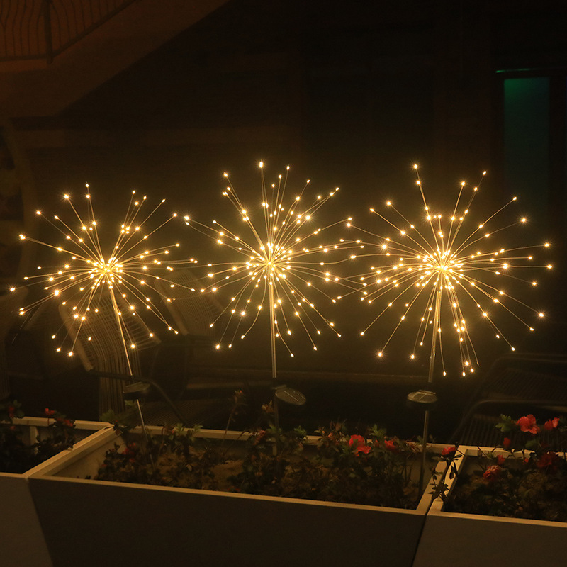 Solar energy ground plug fireworks lights full of stars copper wire light string dandelion outdoor waterproof lights patio installation LED Lights