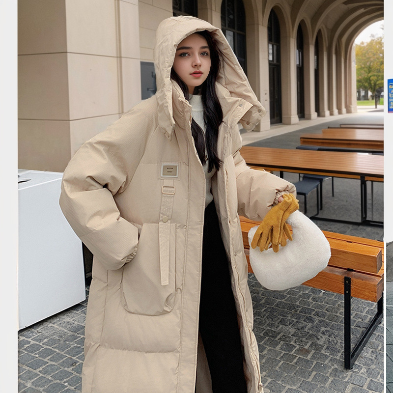Puffer Jacket Down Cotton Jacket Womens Mid Length Over the Knee New Korean Fashion Cotton Jacket Womens Thick Winter Cotton Jacket