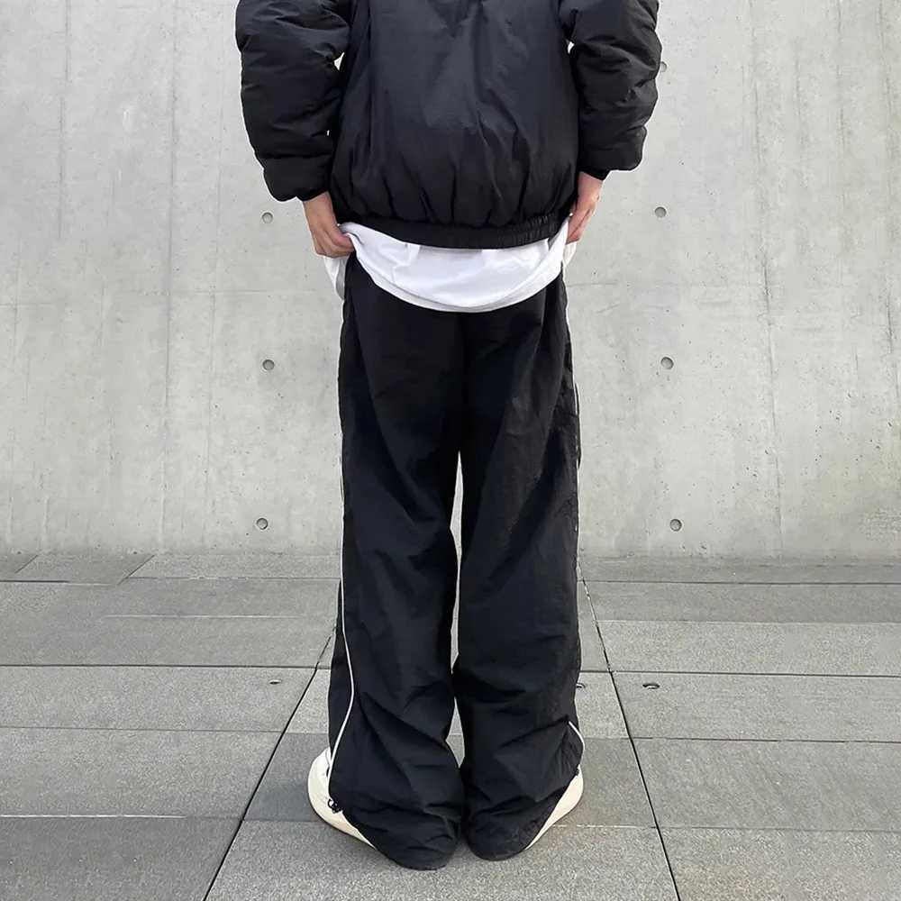 HOUZHOU Baggy Pants for Men Parachute Vintage Oversize Joggers Harajuku Strtwear Sweatpants Black Wide Leg Trousers Male Z240924