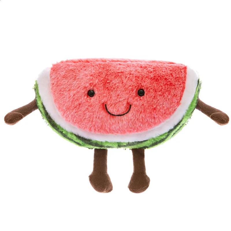 Jelly Cat Cartoon Watermelon Cherry Toy Simulation Expression Fruit Doll Bed Girl Holiday Gift 240904