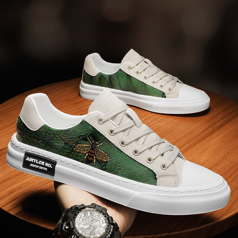 2024 Men's breathable canvas board shoes new style for small white men summer trendy leather shoes for the general public Little white shoes Casu