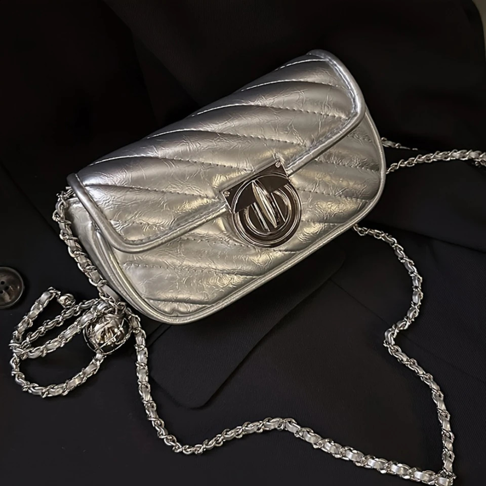 Cross Womens Leather - Quilted Square Shoulder Bag Hot With Chain Strap And Jelly Cushion -