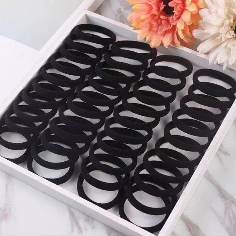 High-Stretch Black Hair Tie - No Sewing Seamless Rubber Hair Accessory