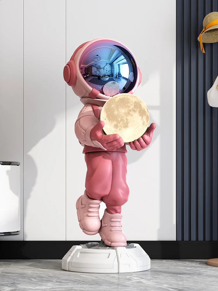 Home Decor Creative Luminous Astronaut Statue Floor Decor Nordic Living Room Large Welcome Sculpture Art Astronaut Lamp Statues 240920