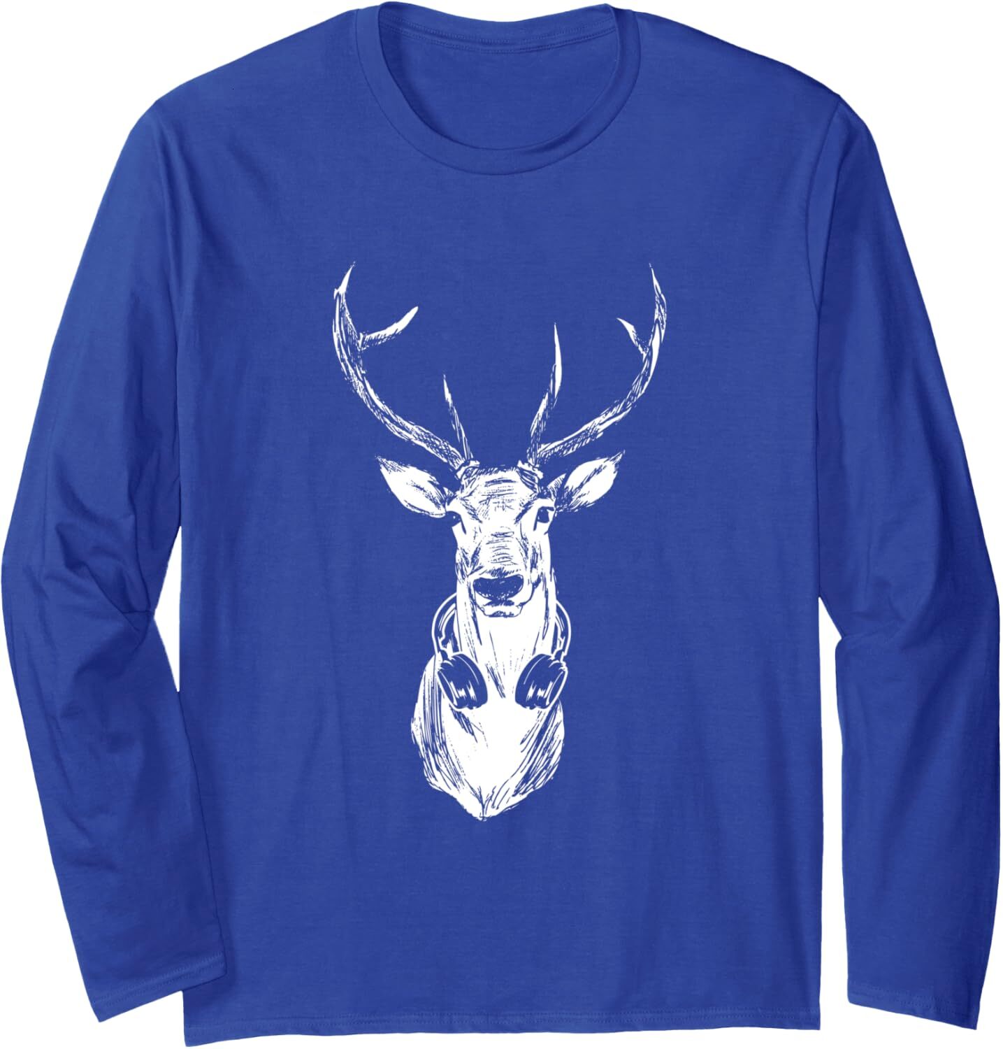 Long Sleeve Shirts for Men sweatshirt Vintage Deer Musician DJ Moose With Headphones Music Lovers Long Sleeve Tee Streetwear Casual tops clothes