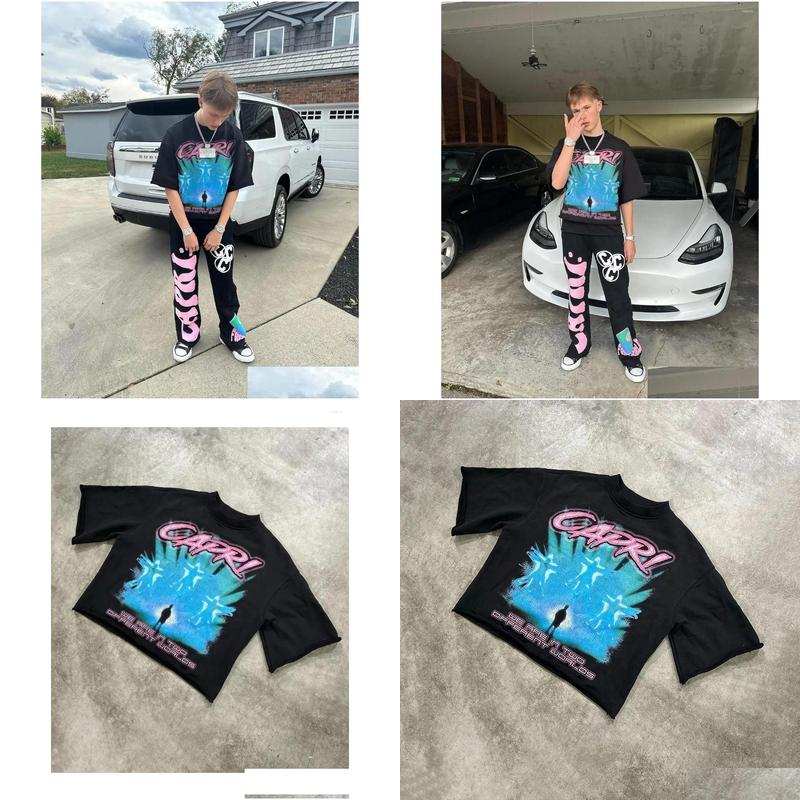 Mens T-Shirts T Shirts American Streetwear Y2K Top Haruku Print Oversized Graphic Shirt Gothic Cotton Couples Goth Grunge Women Clot Otcua
