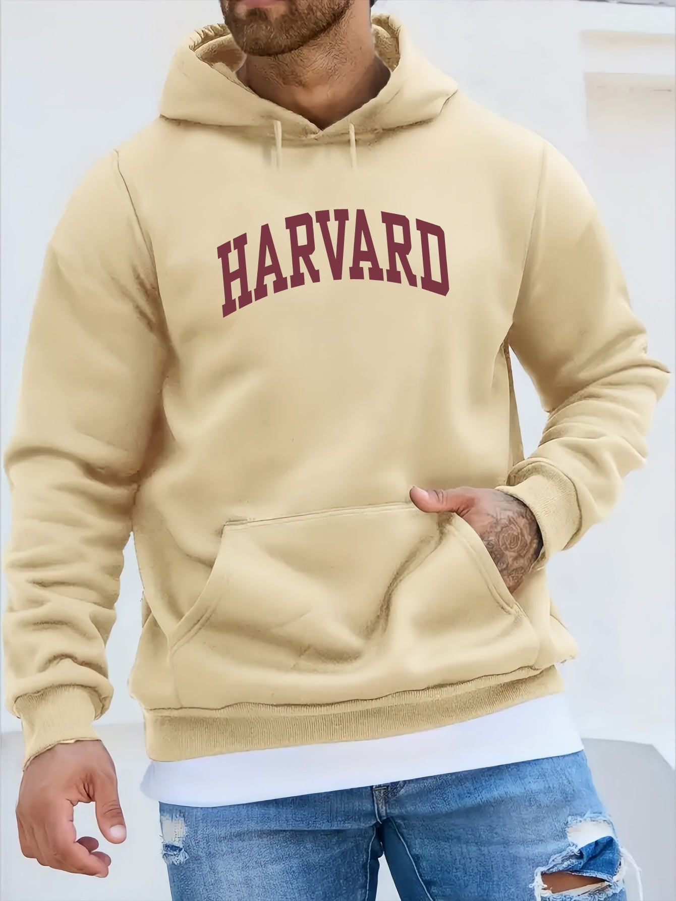 Harvard Youth Autumn & Winter Plush Sweater - Men's Clothing, Free Hoodie, Boy's Clothing, American Fashion, Printed Top, Men's Gift