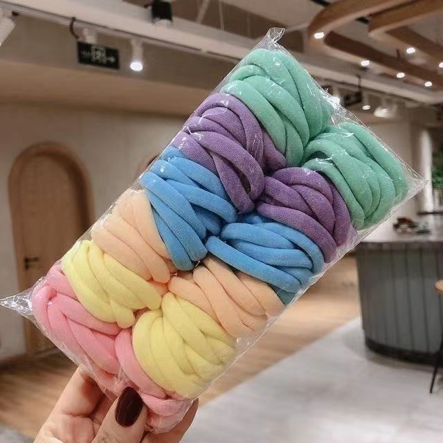 Morandi Tone Elastic Hair Rings for Bold High Ponytails - Set of 50
