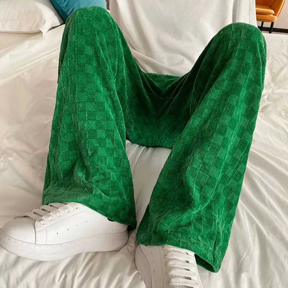 2025S Fashion Designer Mens Casual Checkerboard Straight Pants Spring New Fashion Simple Personty Comfortable Corduroy Trousers Unisex Z