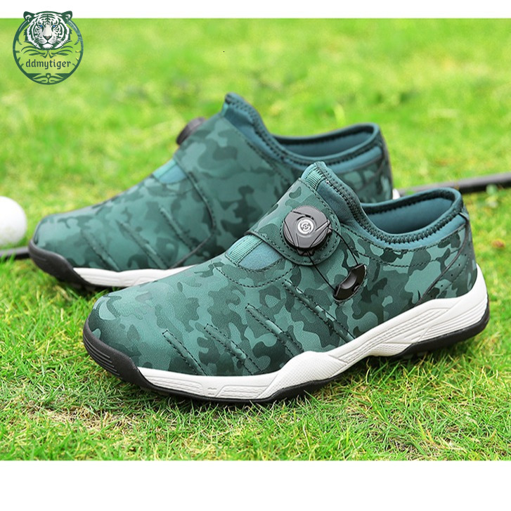 ddmytiger Hot selling large size couple anti slip golf for men and women's casual rotating button waterproof sports shoes A ddmythur