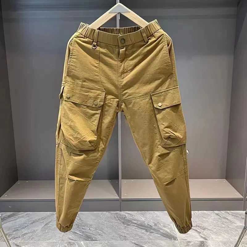 Men Clothing Spring Autumn All-match Multi-Pocket Overalls Men Fashion New Loose Bundle Ft Casual Pants Pantnes Tipo Cargo Z240924
