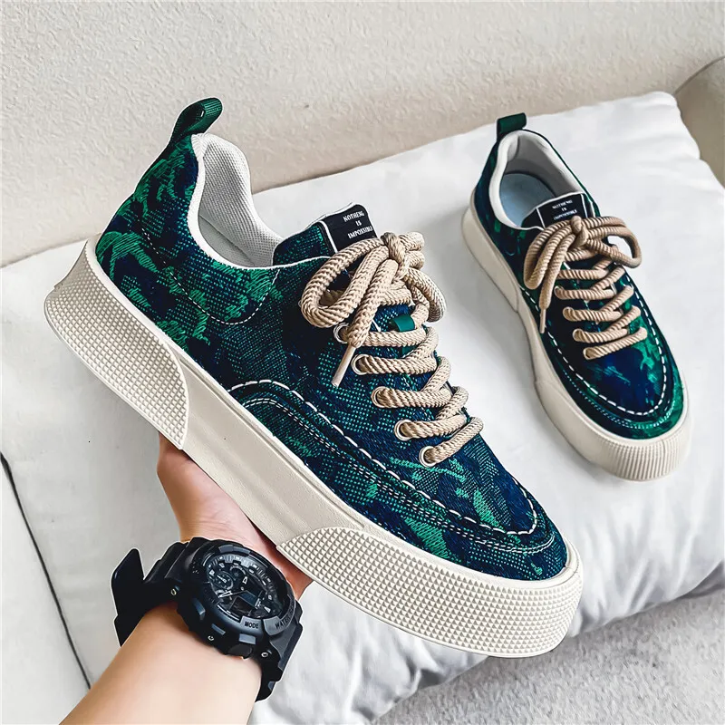 Plus-size Canvas Hot selling with thick soled printed men's fashion shoes dh5367242