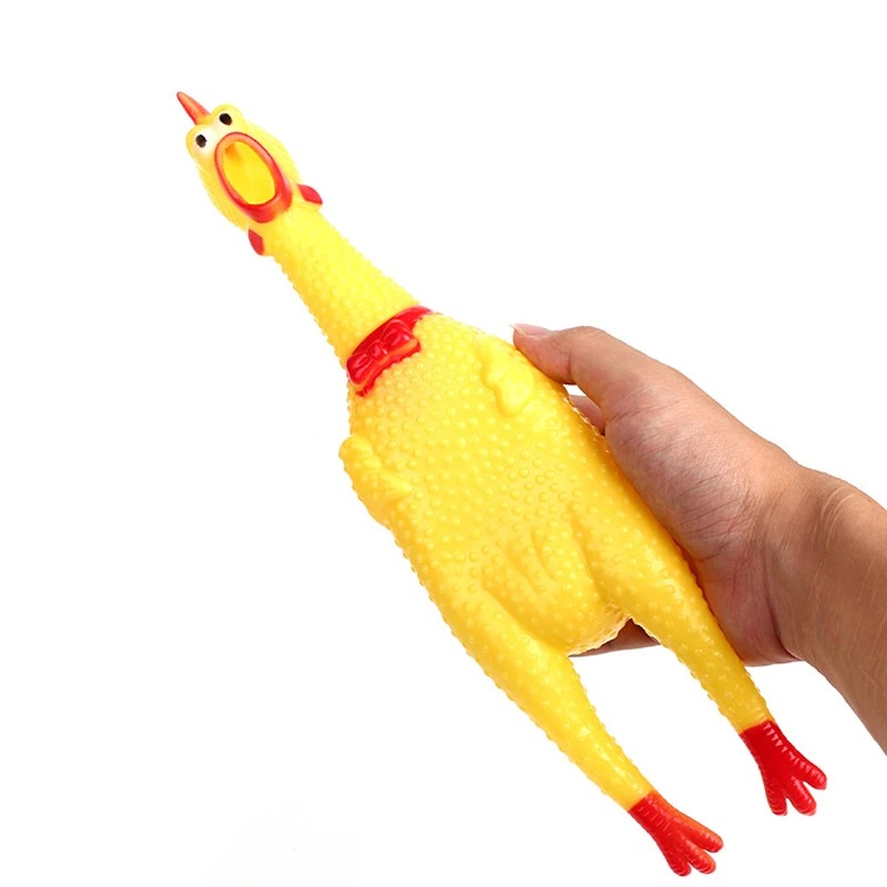New Pets Dog Squeak Toys Screaming Chicken Squeeze Sound Dog Chew Toy Durable Funny Yellow Rubber Vent Chicken