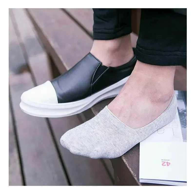 Men Cotton Socks Breathable Invisible Boat Socks Nonslip Loafer Ankle Low Cut Short Sock for Leather Sports Shoes SoxX240923