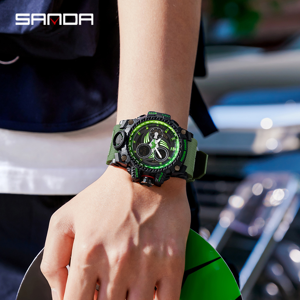 SANDA 3155 2025 G style new men's watch 50M waterproof and shock-absorbing sports military quartz watch men's digital watch clock 36