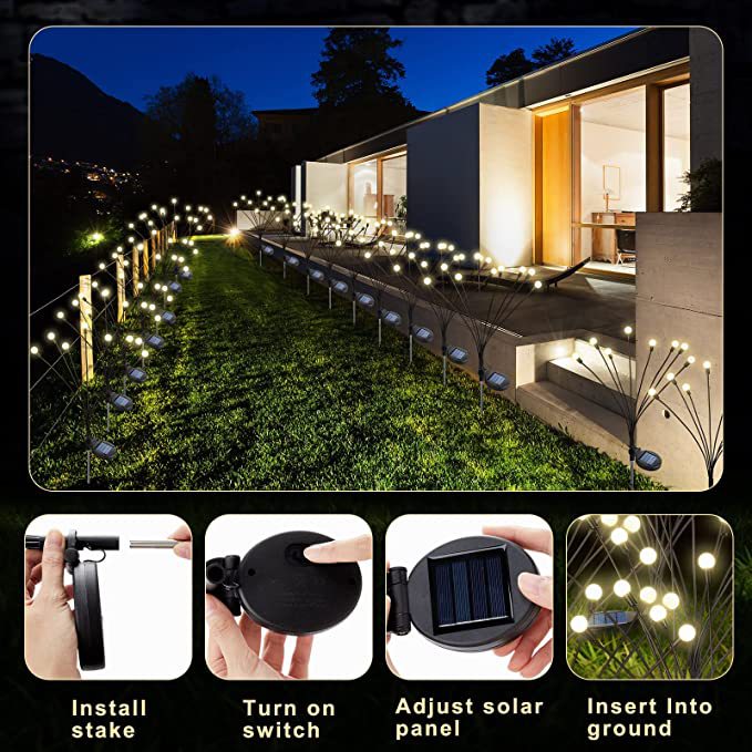 Courtyard solar atmosphere balcony ground insert arrangement landscape lawn fireflies decoration garden energy saving outdoor