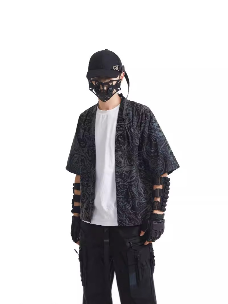 Mens Jackets Colorful reflective knitted kimono cardigan
