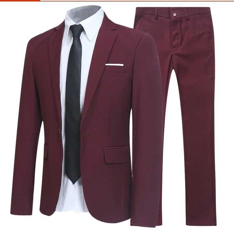 Mens British Style Elegant Blazers 2 Pieces Sets Business Shirt Pants Jacket Coat 3 Suits Formal Dress Wedding Luxury Suit X250704