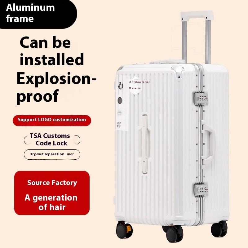 Super Large Aluminum Frame Lage - Women's 32 , Men's 28 Leather Suitcase dh910320090