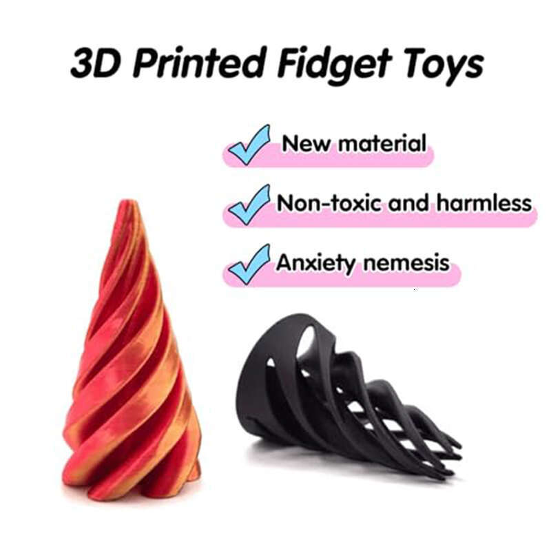 3D Printed Spiral Cone Impossible Passthrough Sculpture Pass Through Pyramid Fidget Toy Stress Relief Screw Toys