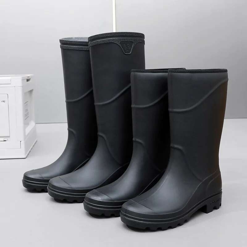 Men's Tall Fashion Waterproof Protective Solid Color Rain Men Outdoor Work Rubber Boots Platform Boot