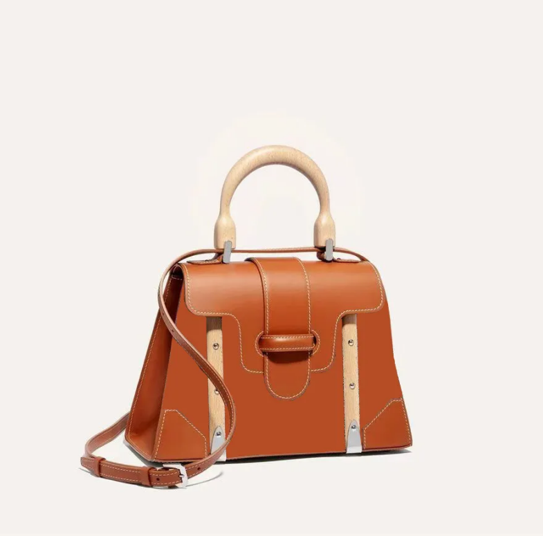 Classic top quality wooden handle handbag premium women belt travel messenger designer bag