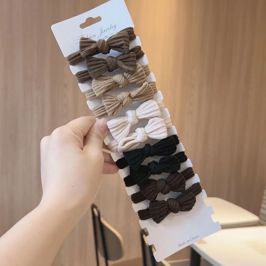 Non-Tangling Hair Tying Elastic Band for Women - Durable Thick Rubber with Bow Accent