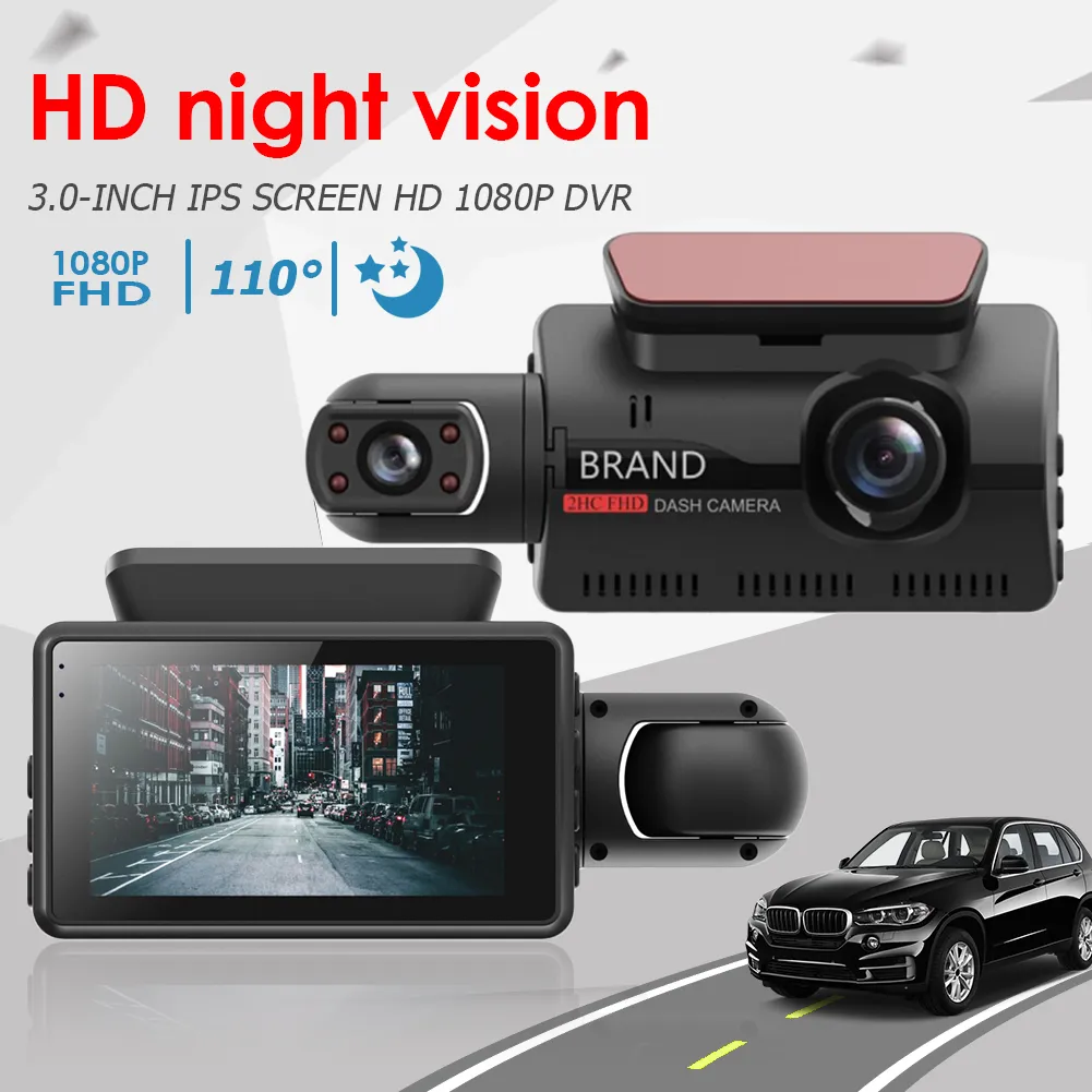 A68 3 Inch HD 1080P 2 Lens Car DVR WIFI Video Recorder Dash Cam 130 Degree Wide Angle Ultra Resolution Front Inner with Rear Camera Motion Detection