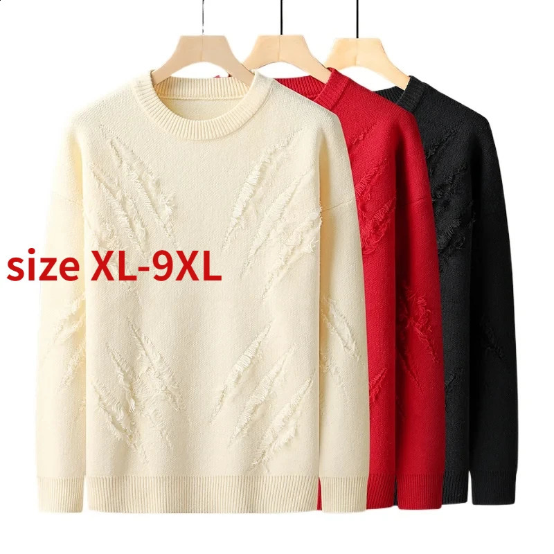Suepr Autumn Round Neck Mens Knitted Bottom Sweater Size XL XXL 4XL 5XL 6XL 7XL 8XL 9XL 240923