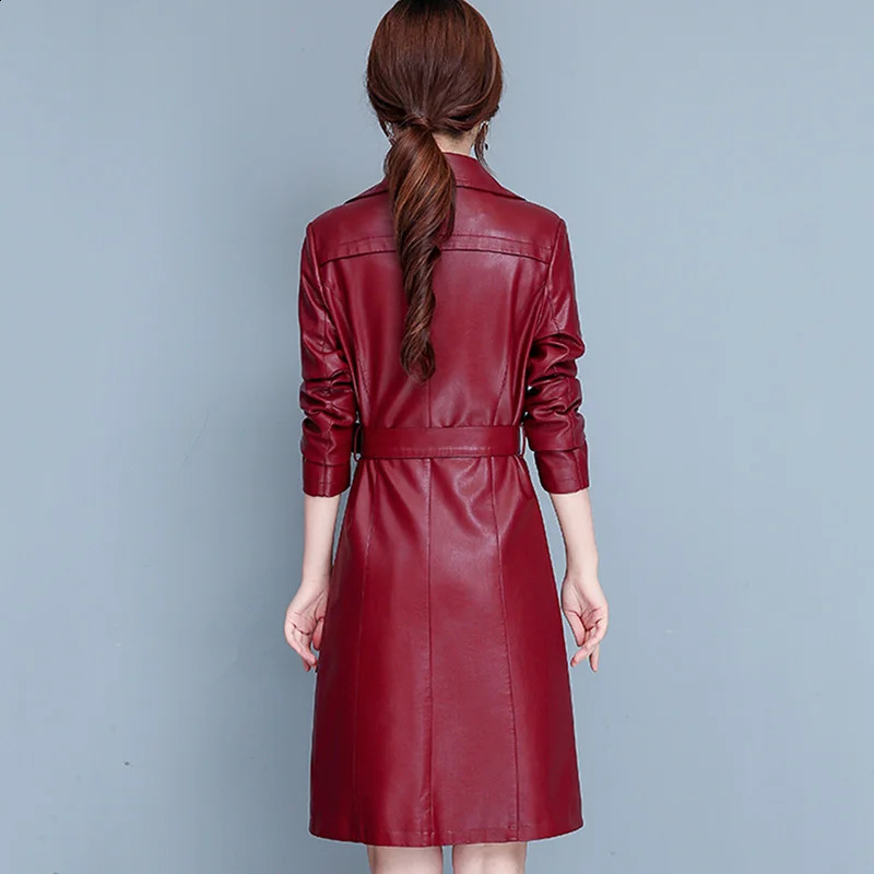 M-7XL Womens Sheepskin Coat for Spring Autumn and Winter Fashion Fur Collar Warm Ultra Thin Long Sheepskin Coat for Women 240923