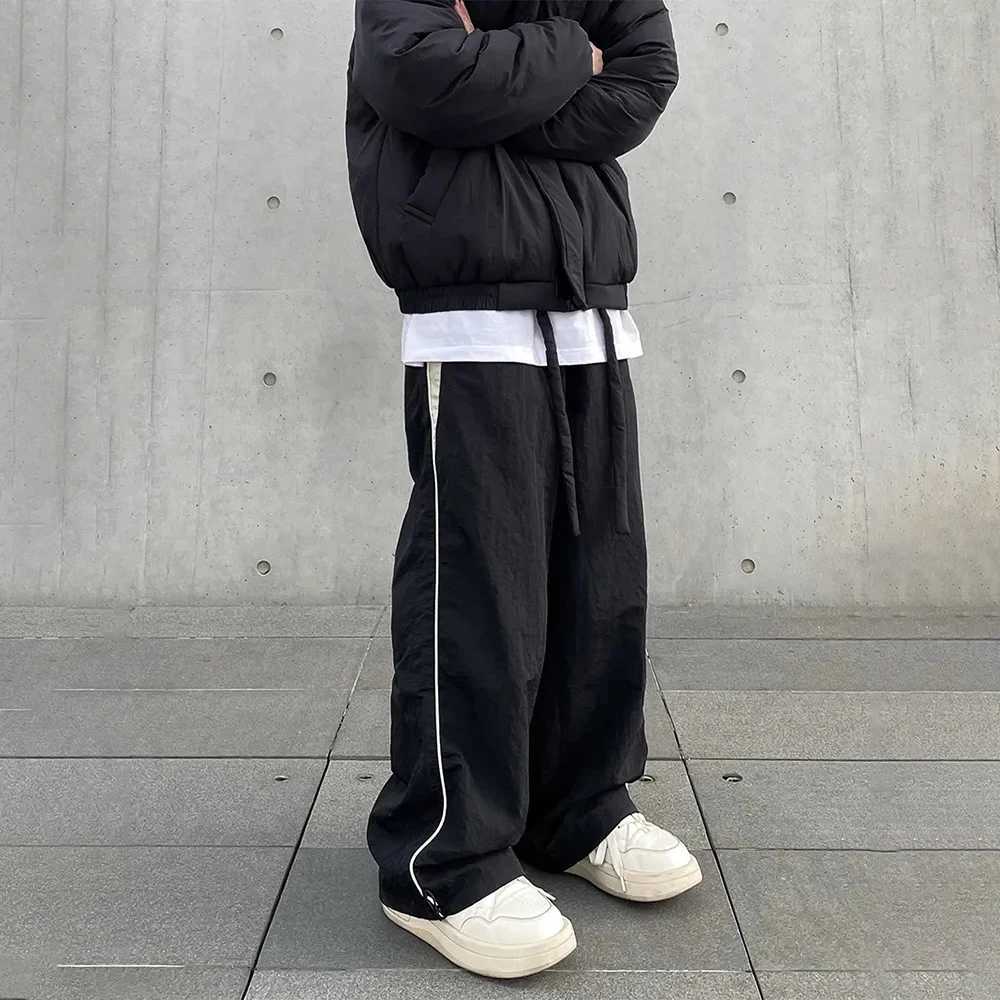 HOUZHOU Baggy Pants for Men Parachute Vintage Oversize Joggers Harajuku Strtwear Sweatpants Black Wide Leg Trousers Male Z240924