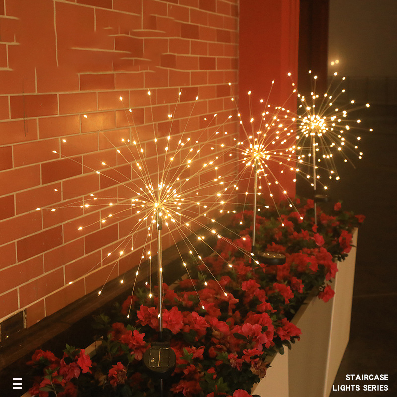 Solar energy ground plug fireworks lights full of stars copper wire light string dandelion outdoor waterproof lights patio installation LED Lights