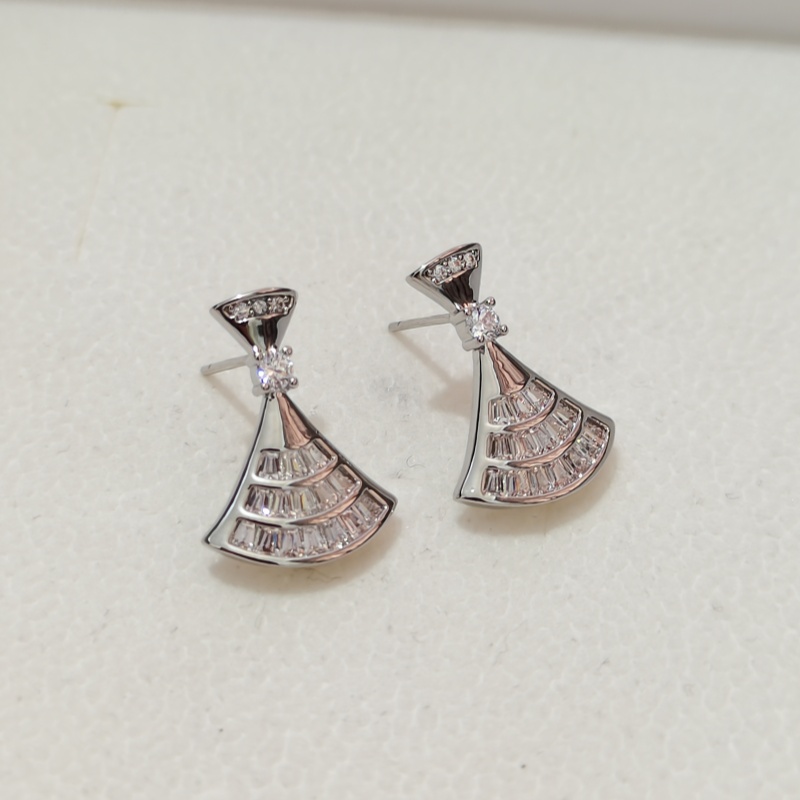 Earring Scalloped Diamond Stud Earrings Micro Zirconium French Temperament Commuter Earrings