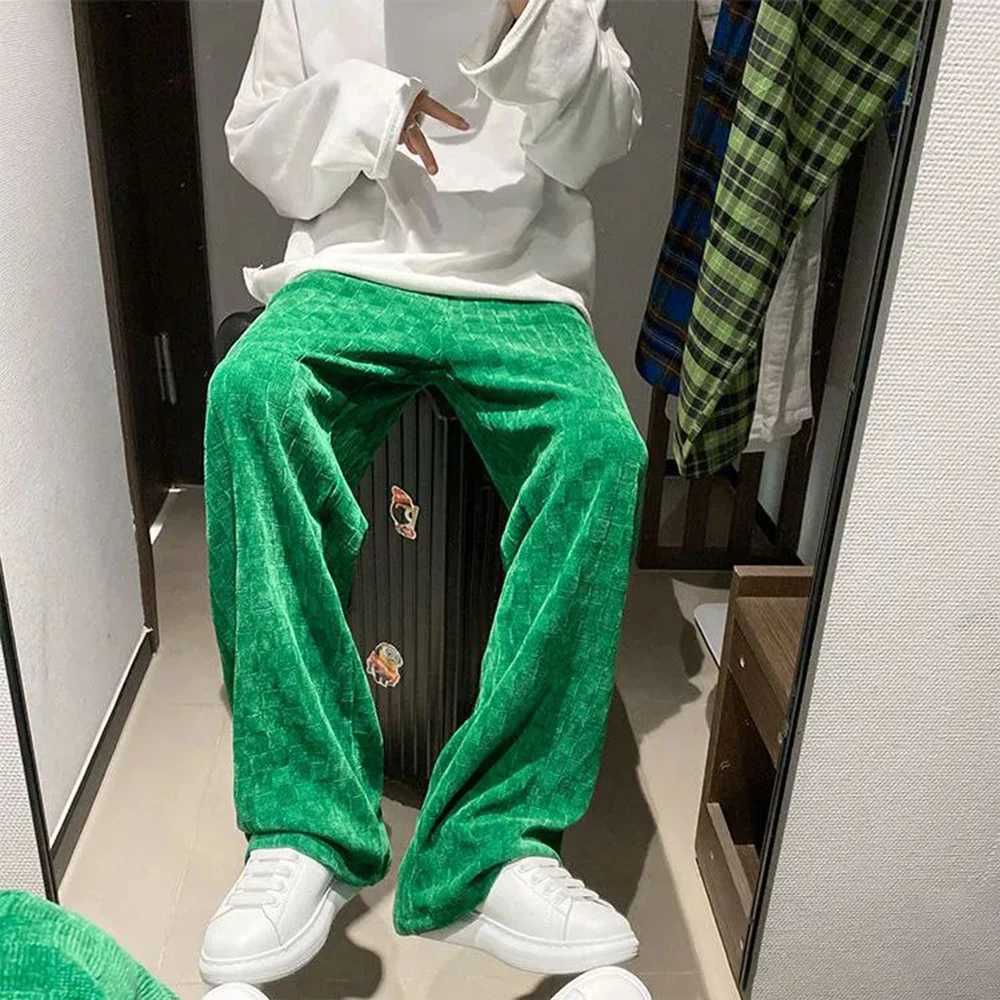 2025S Fashion Designer Mens Casual Checkerboard Straight Pants Spring New Fashion Simple Personty Comfortable Corduroy Trousers Unisex Z