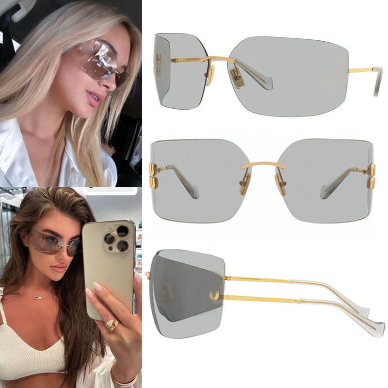 54YS Designer Frameless UV400 Sunglasses For Women luxuriy Brand Eyewear Glimpse Runway glasses Polarized lenses Fashion oversized sunglasses with box