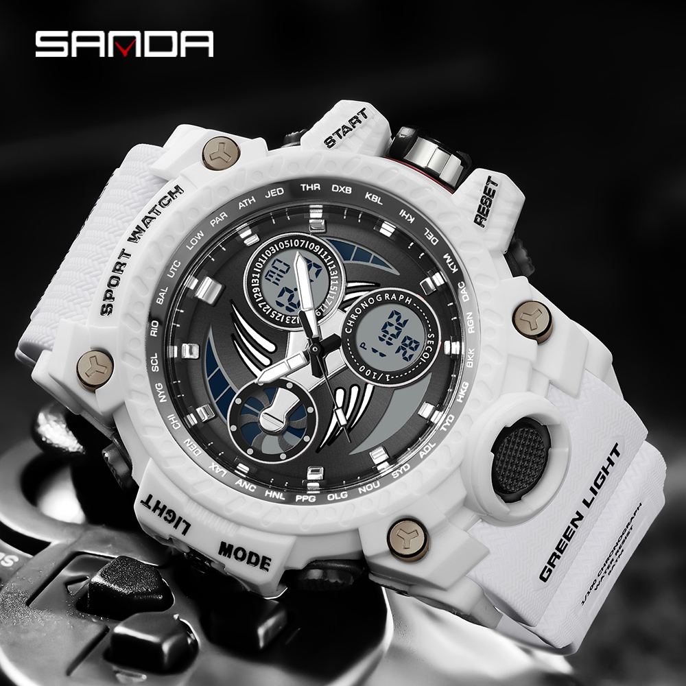 SANDA 3155 2025 G style new men's watch 50M waterproof and shock-absorbing sports military quartz watch men's digital watch clock 29