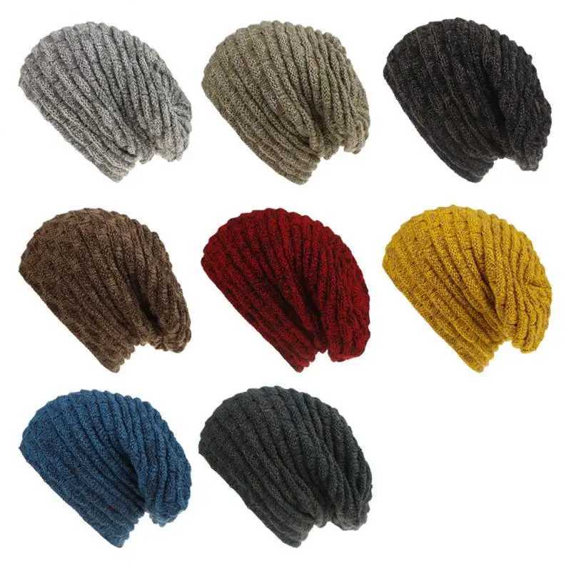 Style Mens New Yarn Knitted Womens Vintage Hat Beanies Woolen Diamond Plaid Autumn Winter Woolen Hat Warm AccessoriesX2409