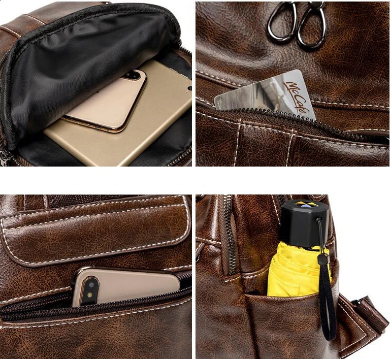 Womens leather backpack teenage girls laptop bag school Rucksack Mochila Feminina 240724