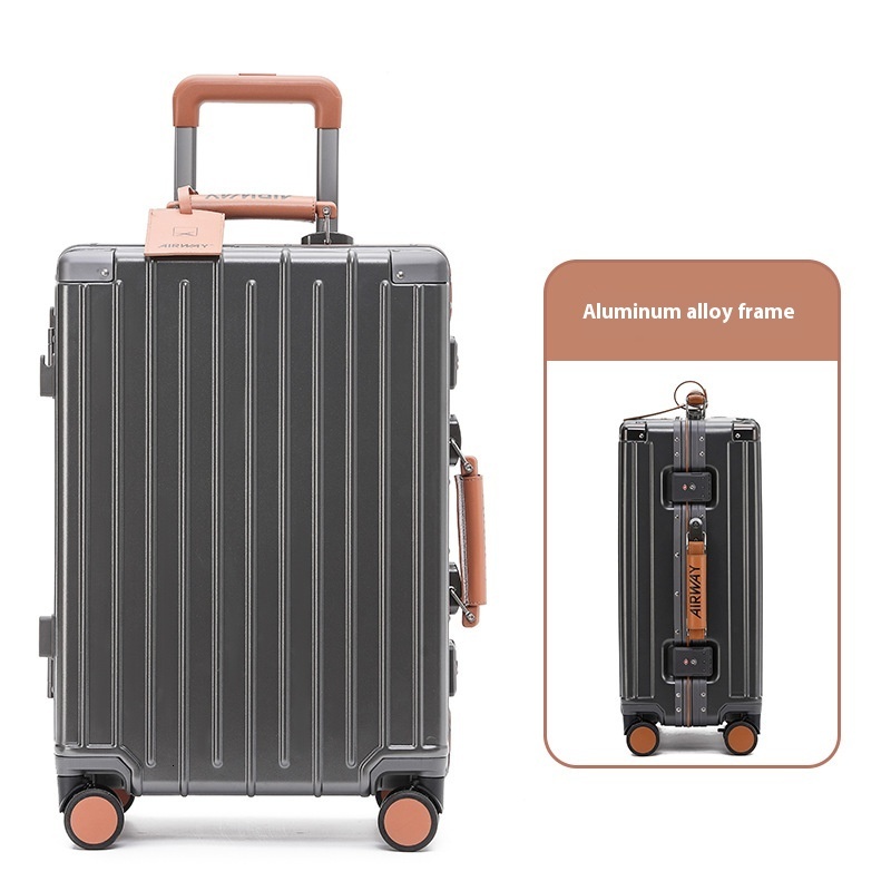 Airway aluminum frame PC luggage, female 20 inch boarding male trolley case, universal wheel password box, 26 travel case