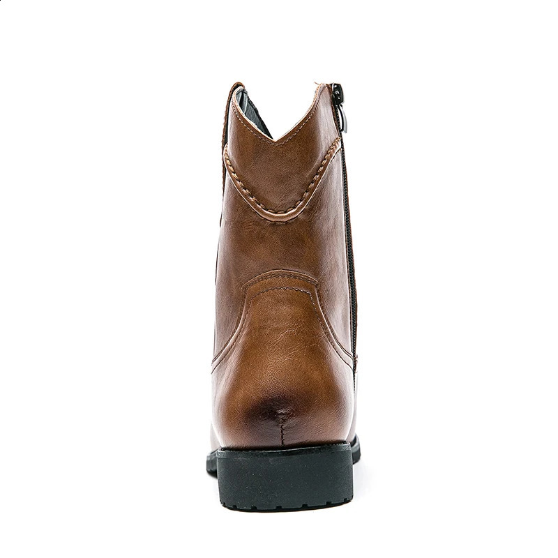 Western Style Cowboy Boot Knight Pointy Leather Men Boots Casual Classic Retro Zipper soft comfortable Size 38-48 240921