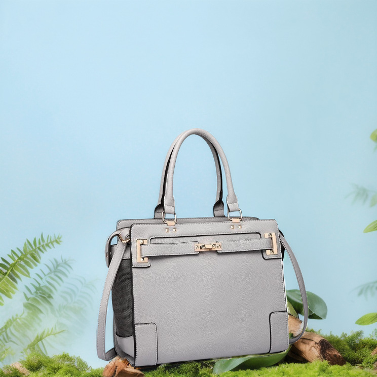 Ins Same Trendy Brand PU Material Portable Fashion Dog Poodle Chihuahua Outing Breathable Mesh Pet Bag