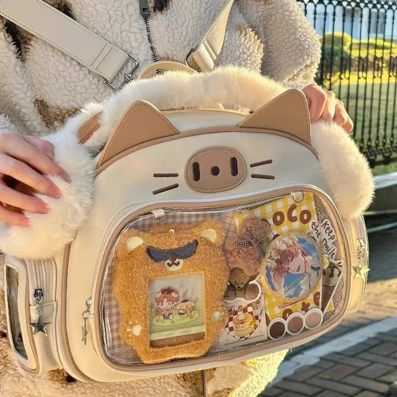 Girl Cute Ita Backpack Womens Lolita Shoulder Bag Japanese Style Fashion Y2k Cat Jk Harajuku Kpop Pography Card 240724