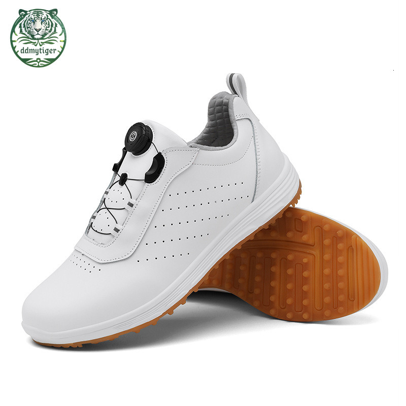 ddmytiger Men's professional genuine leather new rotating buckle studless golf training sports shoes, large size A ddmythur