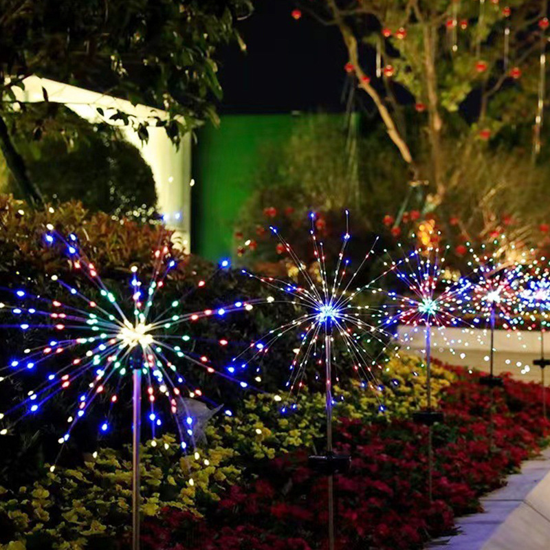 Solar energy ground plug fireworks lights full of stars copper wire light string dandelion outdoor waterproof lights patio installation LED Lights
