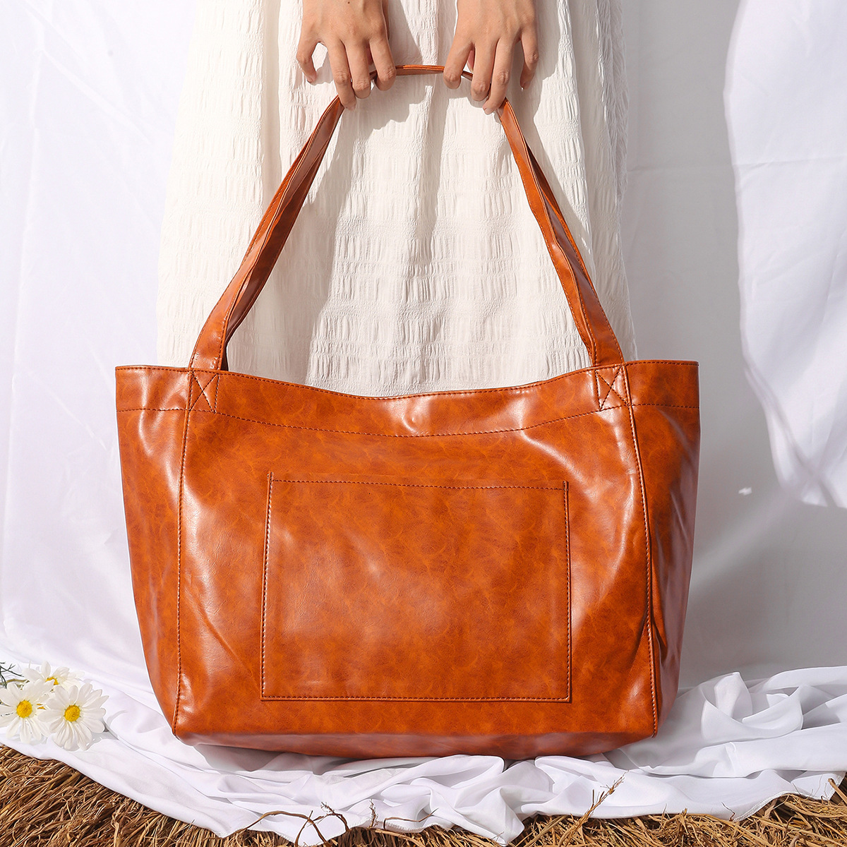 Pocket Womens Big Soft Handheld One Shoulder Oil Wax Leather Large Capacity Fashion New Tote Bag Women